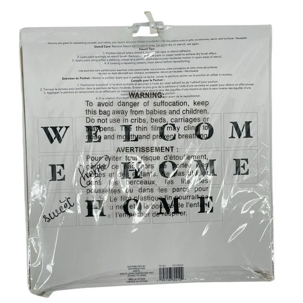 Craft Smart Alphabet Welcome Home Stencil Set 17-Piece 12x12 Inch Letters